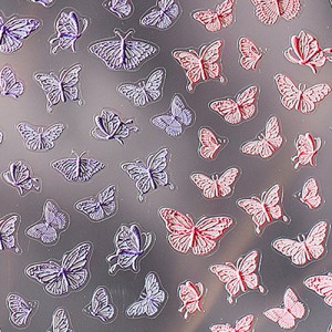 3D 네일 데칼스티커 나비 버터플라이 - TS255 핑크 퍼플