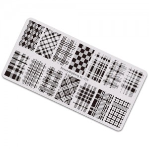 체크 패턴 스퀘어 플레이트판 -056 스탬프 스템핑
